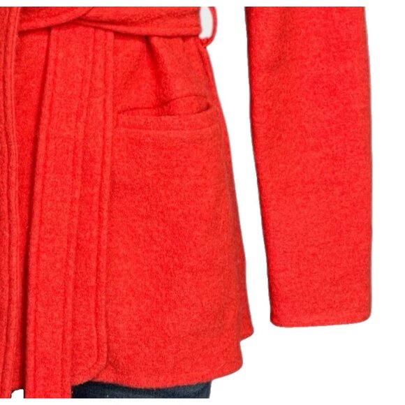 Sparrow Anthropologie 100% Wool Wrap Jacket Belted Cardigan Coatigan OrangeRed M - Picture 6 of 14